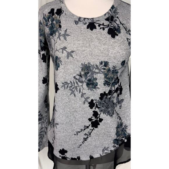 Maurices XS Black Grey Long Sleeve Tunic Top Polyester Spandex - Picture 2 of 8